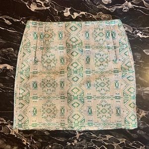 NWT J Crew Metallic Green Silver Gold Mini Skirt